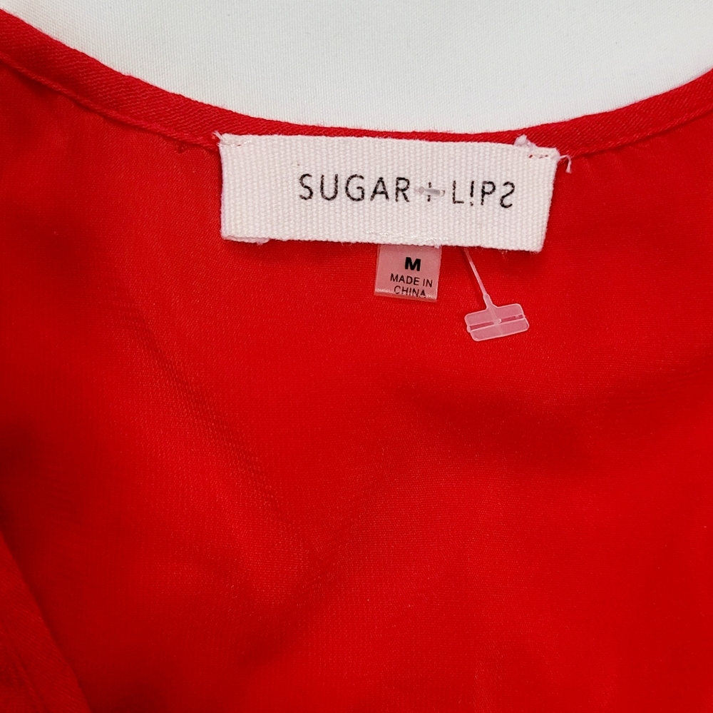 Sugarlips bell raiser v-neck floral Embroidery size medium red - Picture 2 of 7